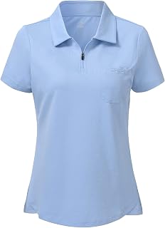 MoFiz Women's Polo Shirt Short Sleeve Golf Poloshirt Cotton Work Shirt Breathable Sport Top