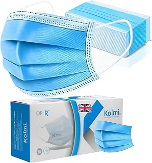firmsafeT Premium Disposable Face Masks 100 Pack, Blue, 3-Ply Type IIR General Use Masks with Elastic Ear Loops, Breathable Triple Layer Protection for Men & Women