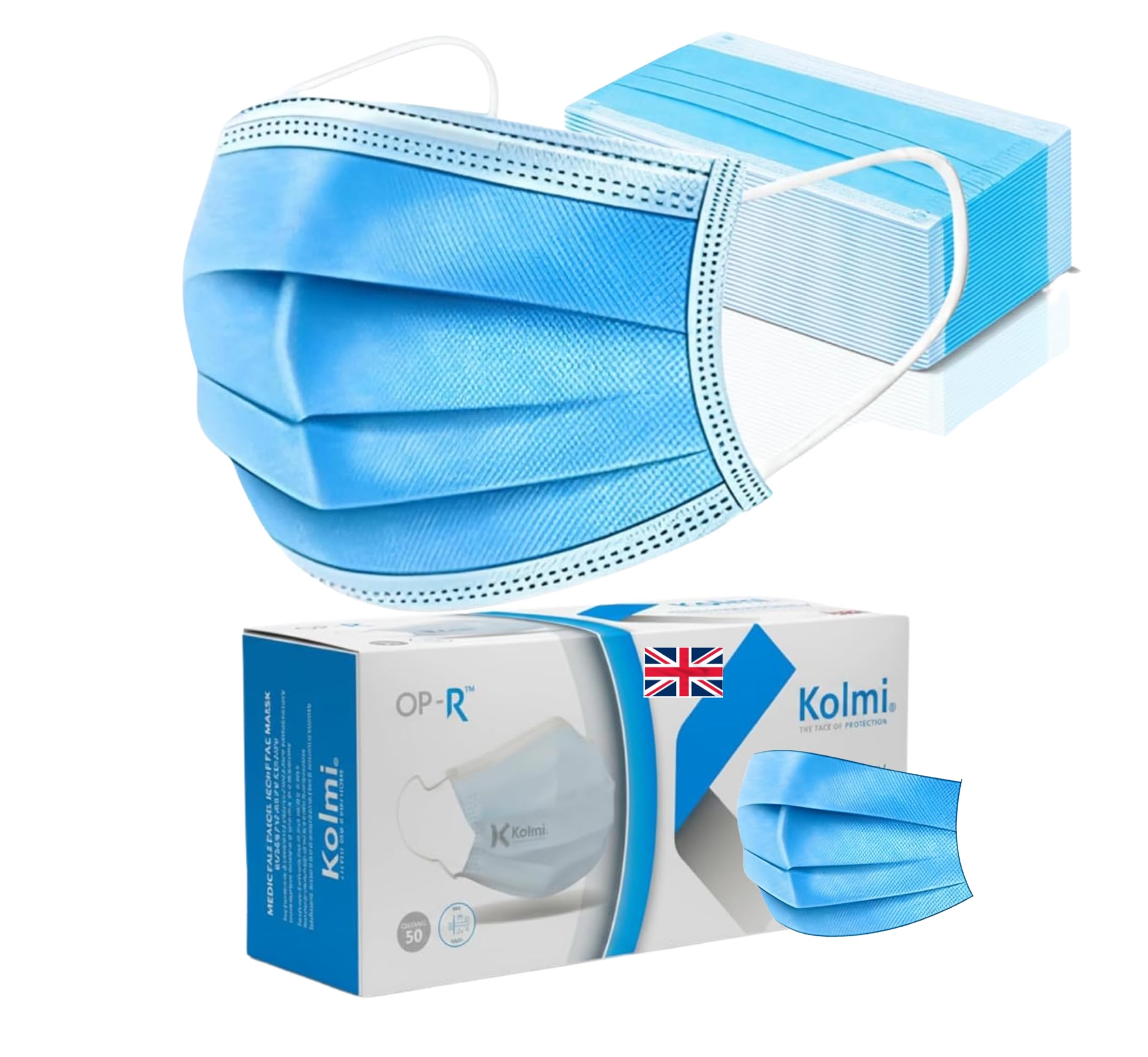 firmsafeT Premium Disposable Face Masks 100 Pack, Blue, 3-Ply Type IIR General U