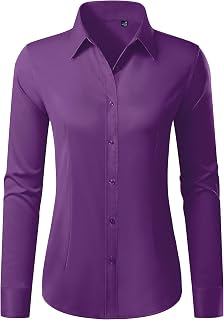 Button Down Shirts for Women Stain Shield Dress Shirt Wrinkle Free Classic Fit Long Sleeve Casual Business Work Blouse