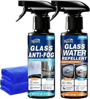Anti Fog Spray &amp; Water Repellent for Car Windshield, Quick Spray, Streak-Free &amp; Long-Lasting Defogger, Rain Repellent Coating Prevents Fog on Windows, Mirrors, Glasses, Goggles &amp; Helmets - 2 Pack