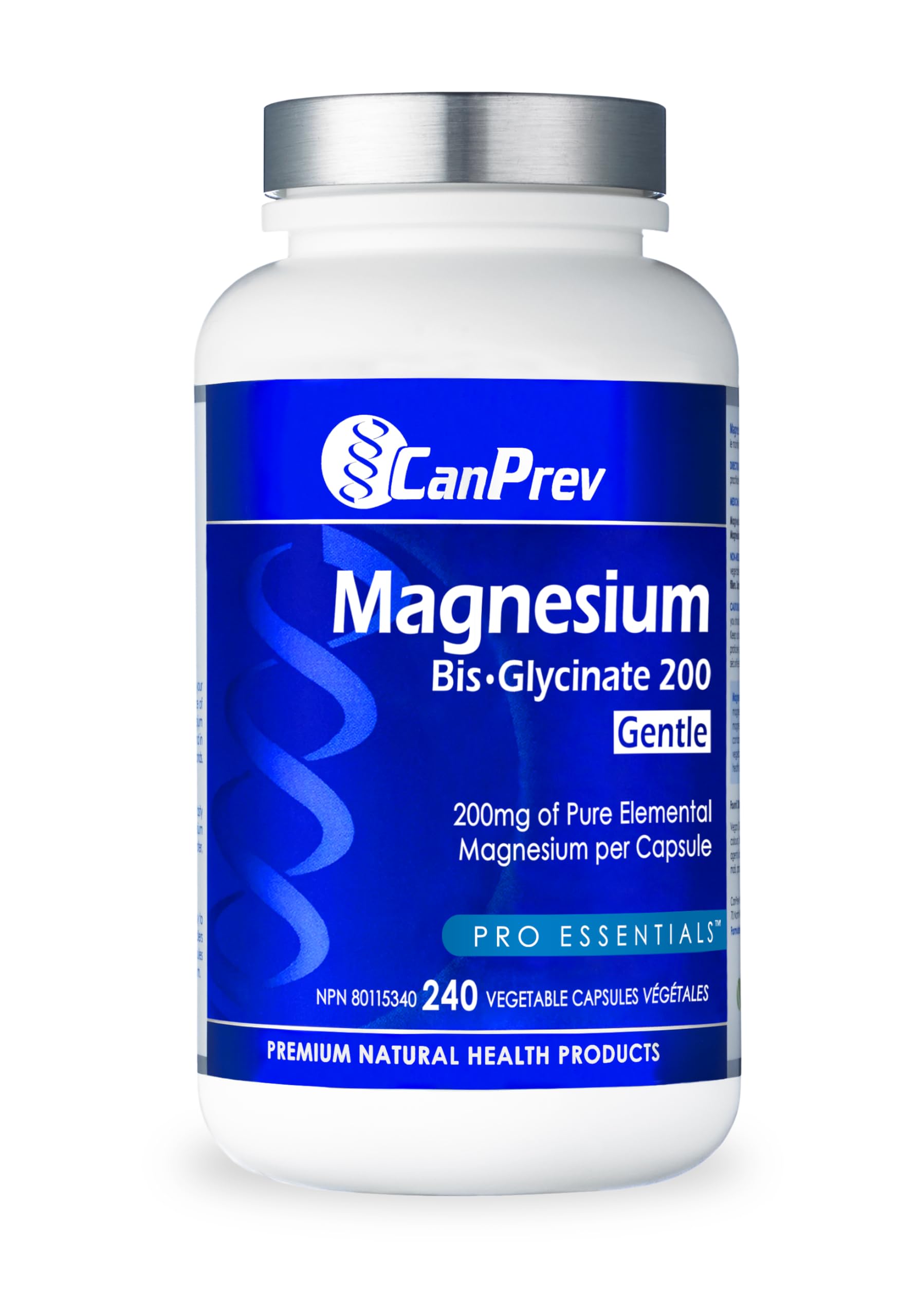 CanPrev Magnesium Bisglycinate Capsules, 200mg, Gluten-Free, 240-Day Supply | Fo