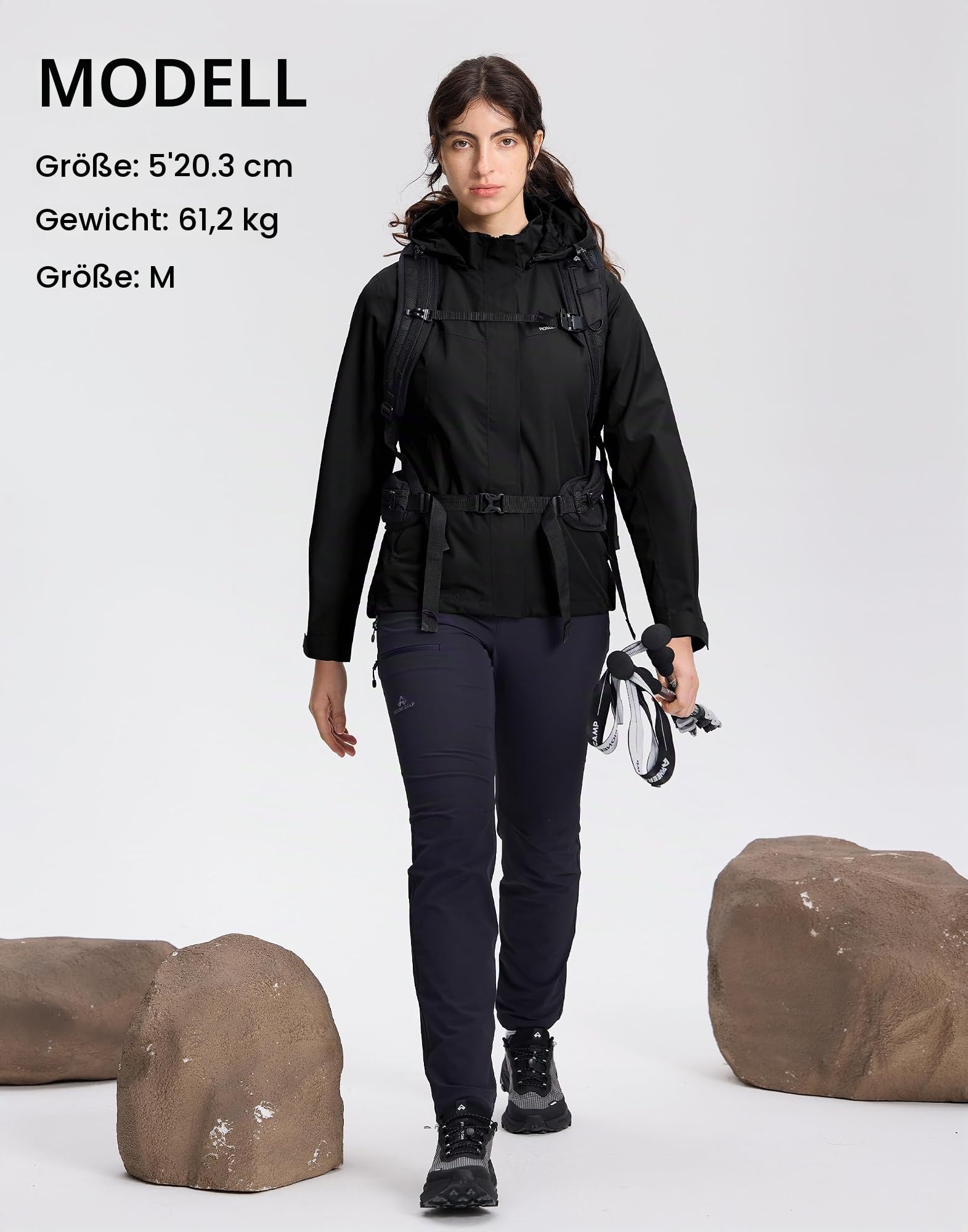 Pioneer Camp Women's Rain Jacket Waterproof Lightweight Breathable Windbreaker W