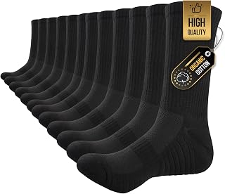 TANSTC Mens Socks Wicking Breathable Cushion Comfortable Casual Crew Socks Outdoor Multipack Performance Hiking Trekking Walking Athletic Socks 6 Pairs