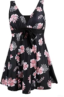 Ecupper Womens One Piece Swimdress Shaping Body Swimsuit Floral Plus Size Bathing Suit