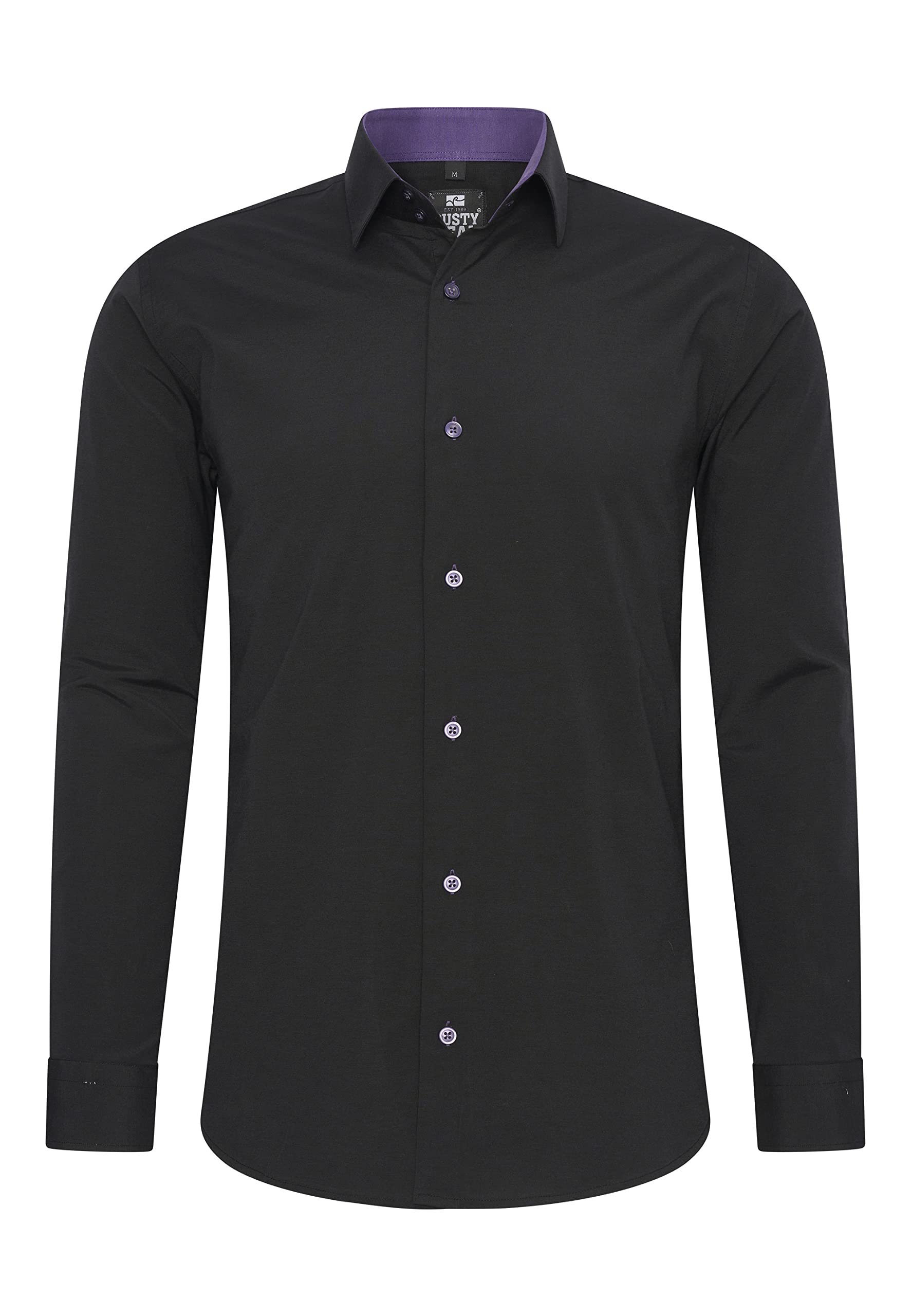 Rusty Neal Men's High Quality Slim Fit Long Sleeve Stretch Contrast Shirt Leisur