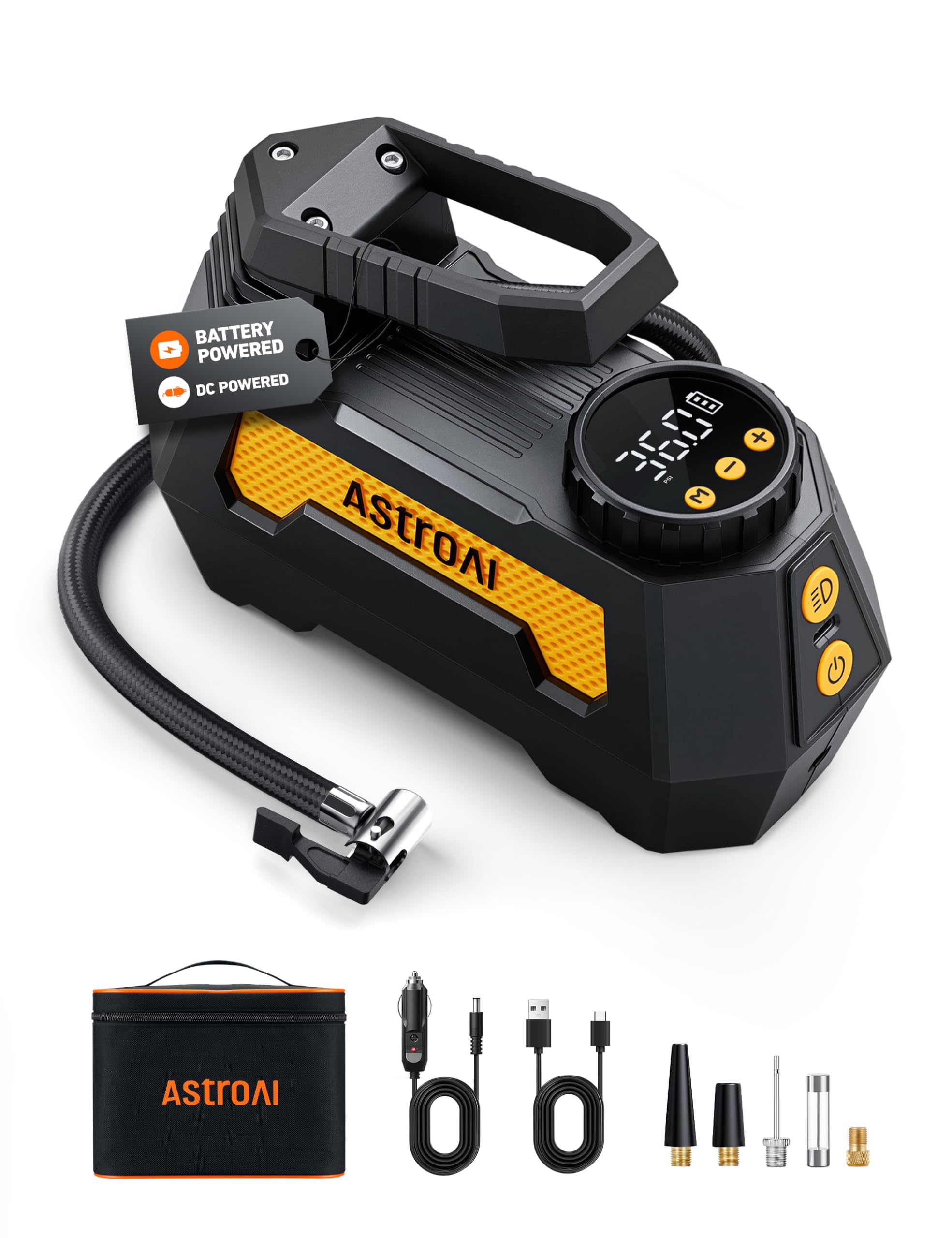 AstroAI H2 Pro Cordless Tire Inflator Portable Air Compressor 12VDC Battery | Du