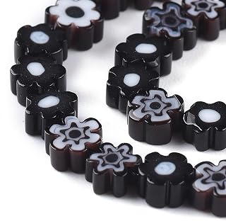 About 60pcs Millefiori Lampwork Beads 0.5-0.8cm Handmade Millefiori Glass Beads Flower Shape Glass Spacer Beads for Necklace Making DIY Jewelry Making