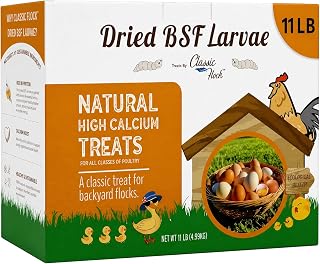 Classic Flock 11 LB Dried Black Soldier Fly Larvae for Chickens, Bulk | High Protein & Calcium; 100% BSFL; Single Ingredient; Laying Hen, Poultry, Wild Bird & Bluebird Food