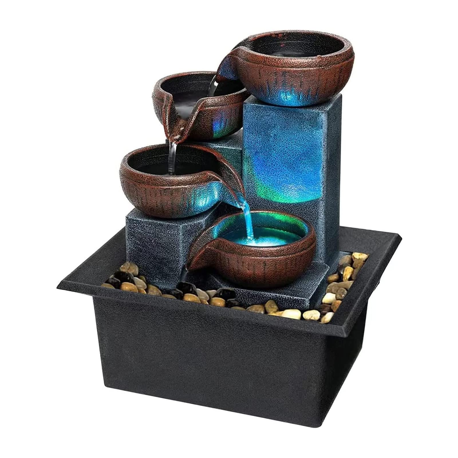 Small Indoor Relaxation Tabletop Fountain, Zen Meditation Waterfall Feature with