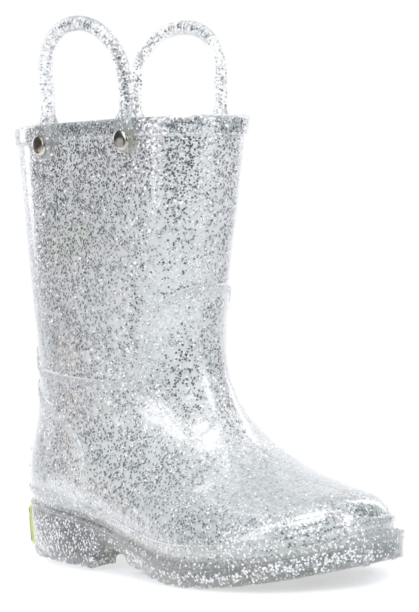 Western Chief Girl's Glitter Waterproof Rain Boot with Easy Pull on Handles, Per