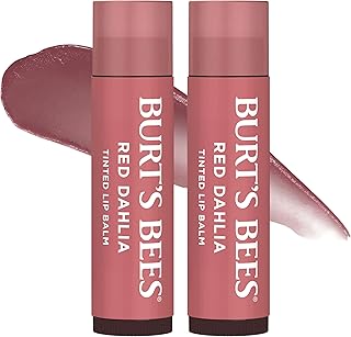 Burt's Bees Lip Tint Balm, Fiery Red Dahlia, 0.15 oz., 2 Tubes | Tinted Balm Formula, Color Infused with Hydrating Shea Butter for a Natural Looking Buildable Finish, 8 Hour Moisture