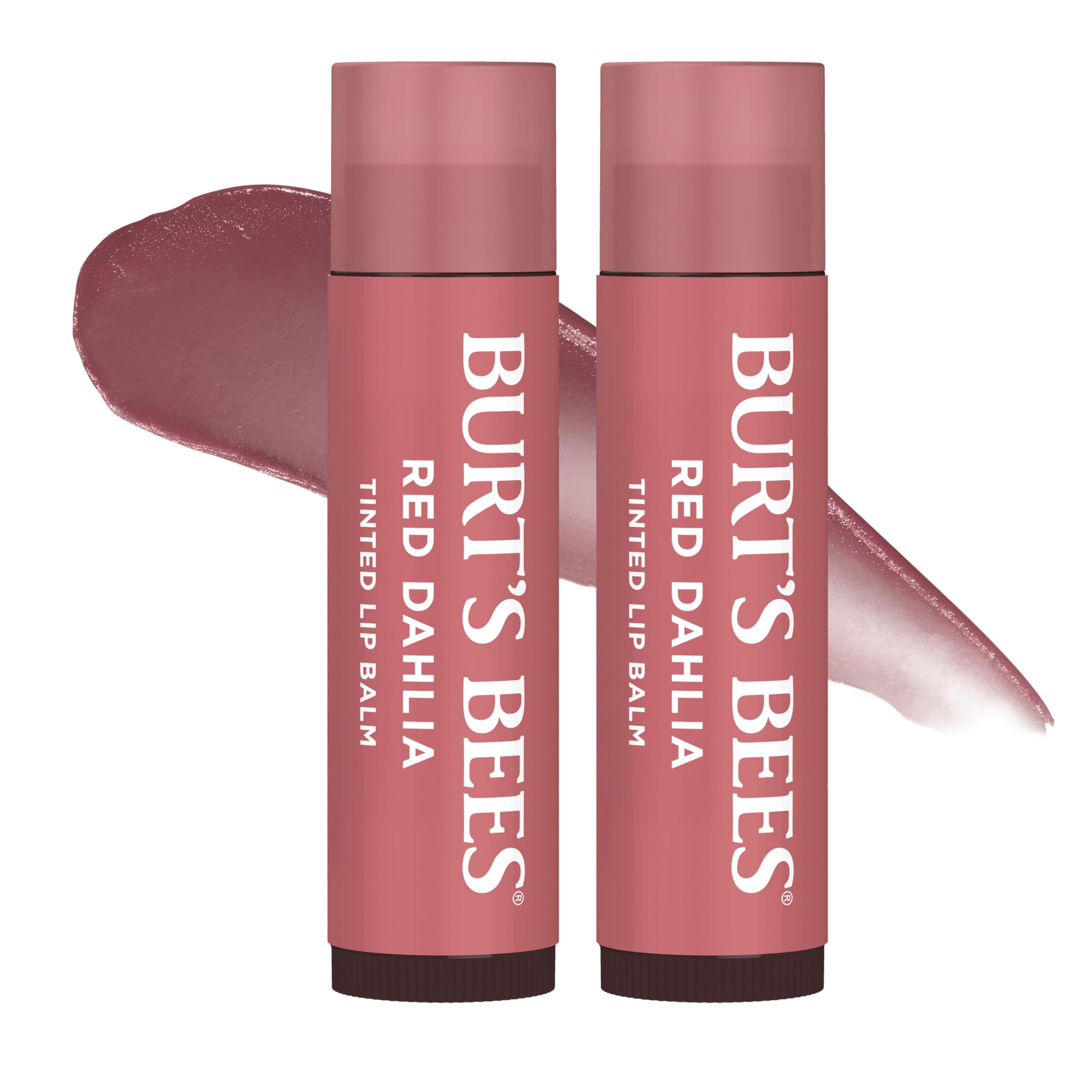 Burt's Bees Lip Tint Balm, Fiery Red Dahlia, 0.15 oz., 2 Tubes | Tinted Bal