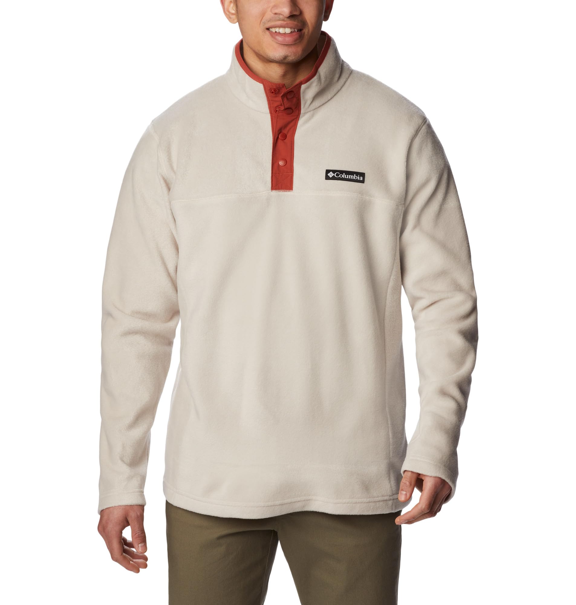 Columbia Men's Steens Mountain Half Snap, Fleece Pull Over, Dark Stone/Warp Red,