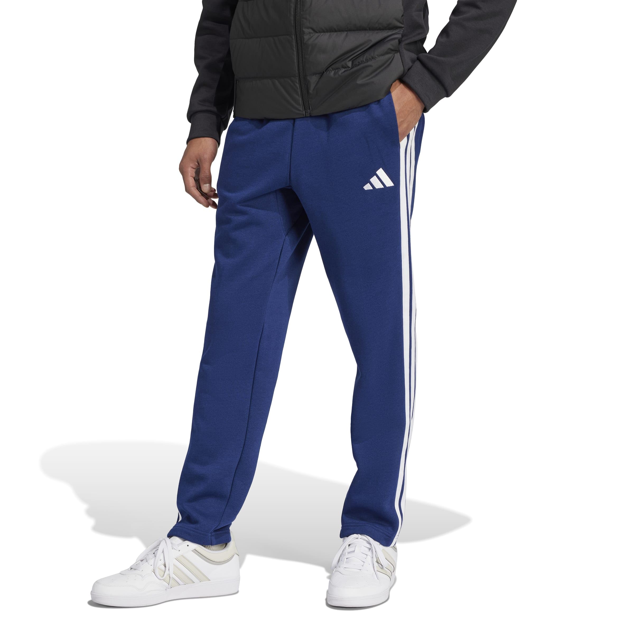 adidas Essentials Single Jersey Tapered Open Hem 3-Stripes Pants – Men's Tracksu