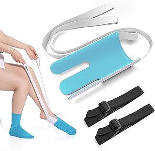 Fanwer Sock aid device for seniors,sock helper easy on easy off with Pants Assist straps,sock assist device for seniors, Disabled,Pregnant, Diabetics -Sock put on helper（Blue）