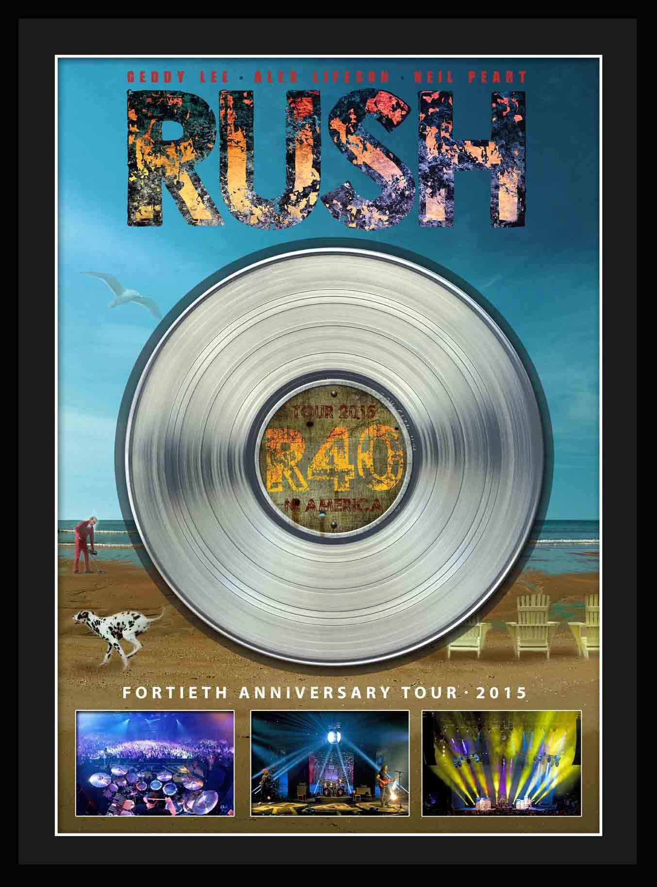 Frameworth Rush Framed 40Th Anniversary Tour with Platinum LP, Black, One Size