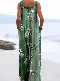 Women Overalls Loose Elegant Overalls Plus Size Floral Print Casual Wide Leg Overalls