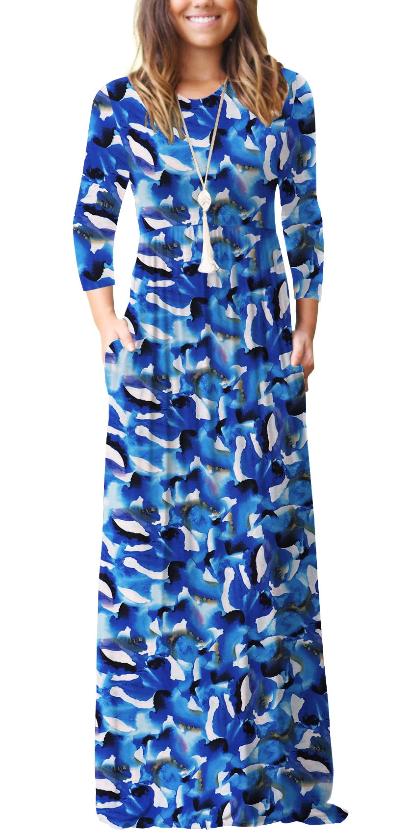 GRECERELLE Maxi abito lungo da donna, stile impero, vita autunnale, casual