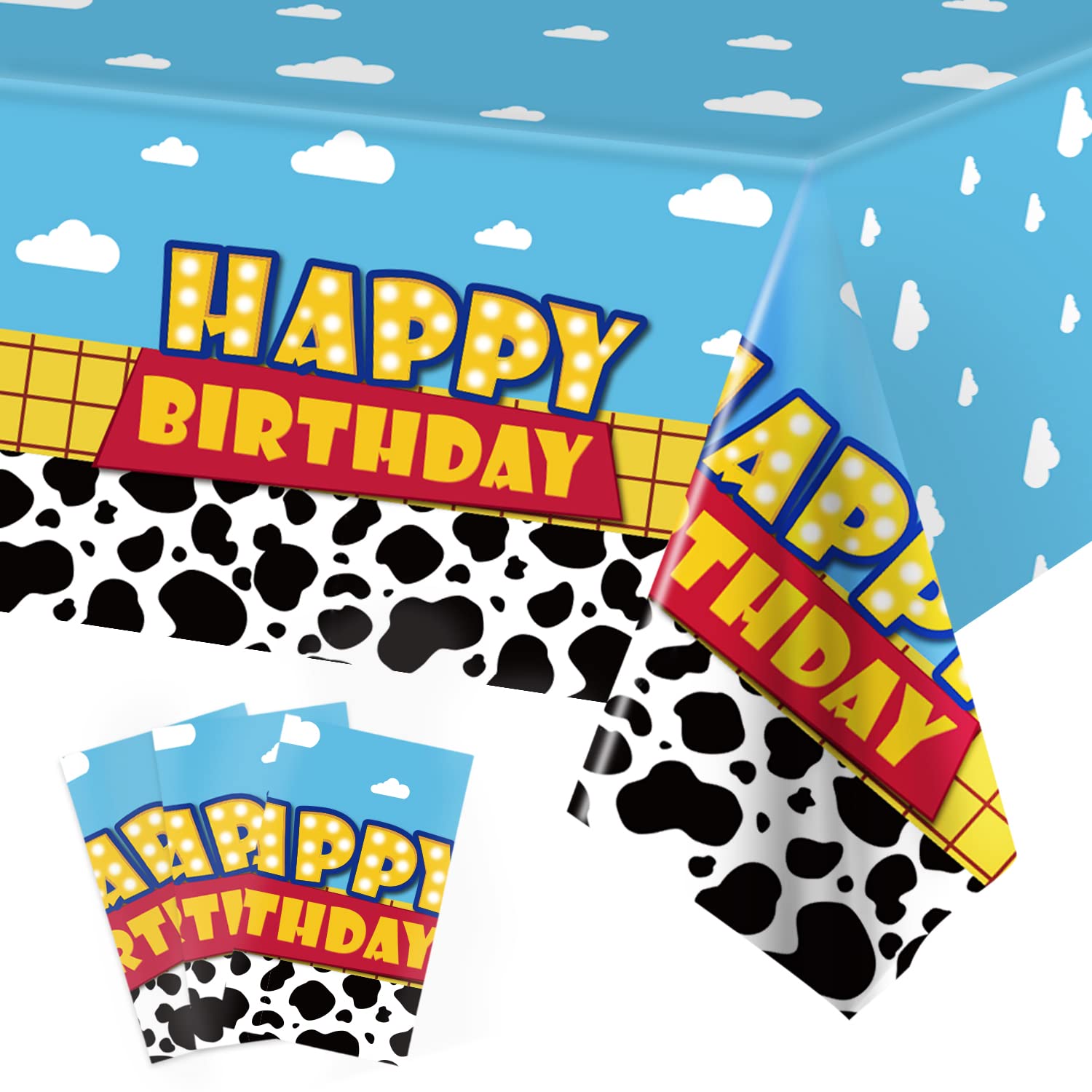 Ragnhild 3 Pack Cow Print Birthday Party Supplies Cow Pattern Printed Table Cove