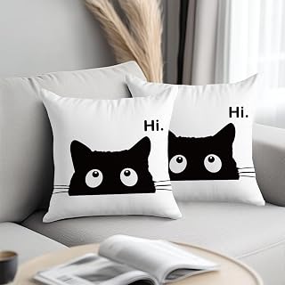 Cat Lover Pillow Covers 18 x 18 Inch 2 Pack Cat Gifts Modern Decorative Cushion Covers Cushion Covers Cushion Covers Bedroom Office