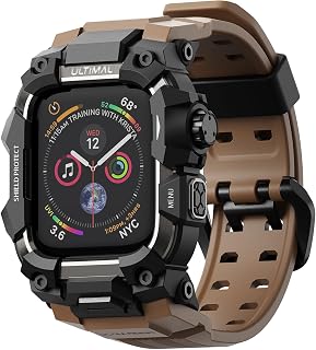 ULTIMAL Rugged Case with Strap for Apple Watch 44 mm 45 mm, for Apple Watch Series SE/SE 2nd Generation/6/5/4, Series 9/8/7 45 mm Band Men, Military Grade Shockproof Bumper Cover for iWatch Tactical