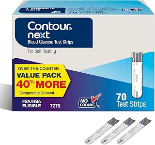 Ascensia Contour Next Blood Glucose Diabetes Test Strips, 70 Count | 1 Pack, Accurate, No Coding, Second-Chance Sampling, Compatible With All Contour Next Meters, Easy Blood Sugar Testing