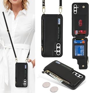 Cavor for Samsung Galaxy A54 5G Case Wallet for Women, Phone Case Galaxy A54 5G Crossbody Case with Strap,Leather Zipper Pocket Card Holder Phone Cover-Black