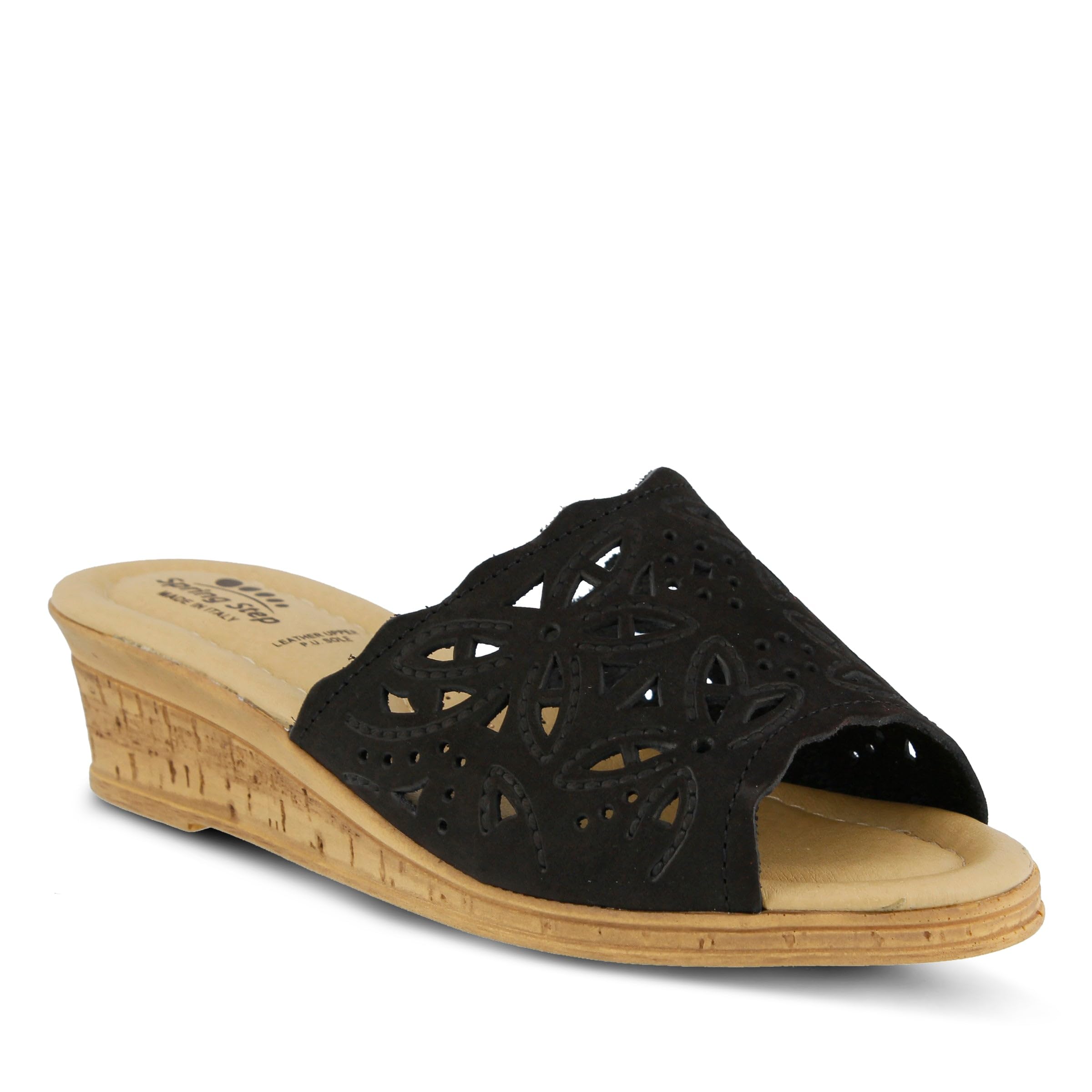 Spring Step Women's Estella Wedge Sandal - Black - EU 38 / US 7.5-8