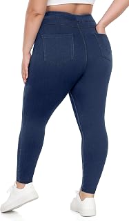 IUGA Pantalones de mezclilla elásticos de talla grande, de cintura alta, para mujer, con control de abdomen, ajustados, a la moda, casuales