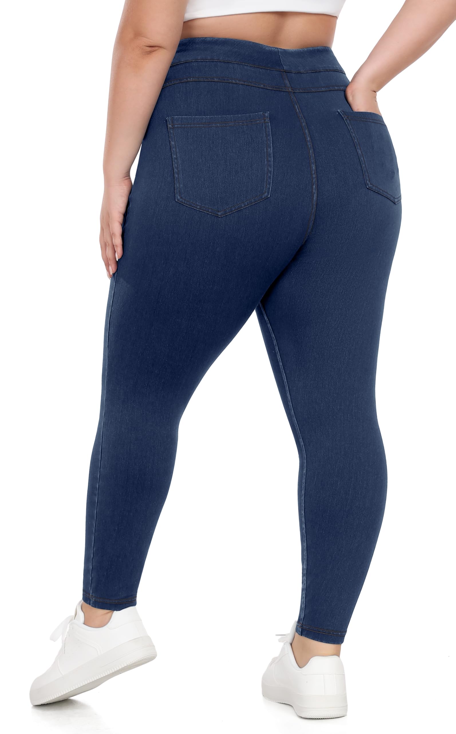 IUGA Pantalones de mezclilla elásticos de talla grande, de cintura alta, para mu