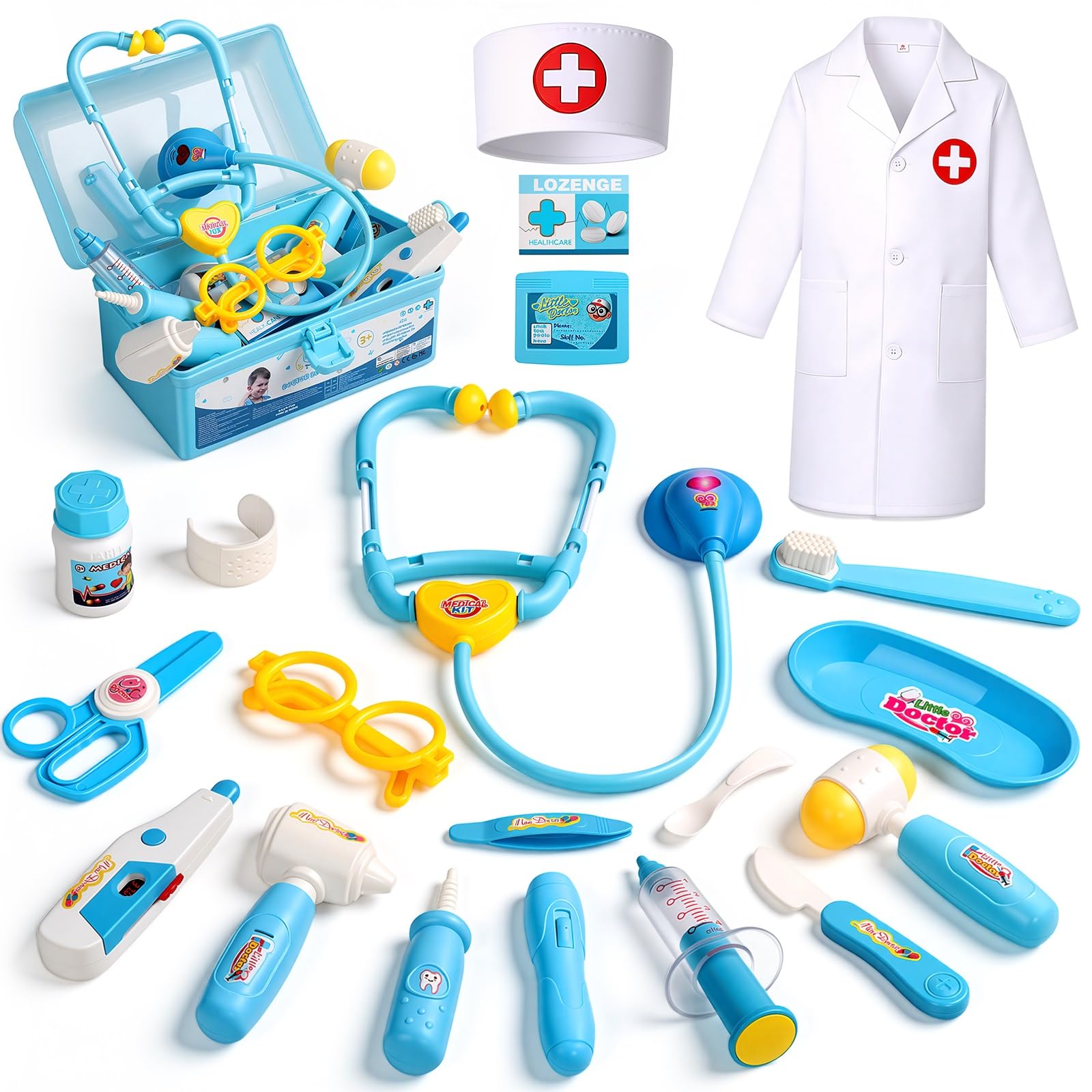 Doctor Kit Kids Toys for 3 4 5 Year Old Girl Boys Pretend Play Dress Up | with M