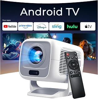 4K Support Native 1080P Smart Projector, 600 ANSI, Android TV, HiFi Speaker | Portable Projector with WiFi and Bluetooth, Auto Focus & Keystone, HDR10, 0.8:1 Short Throw, 270° Rotating Stand Proyector X3
