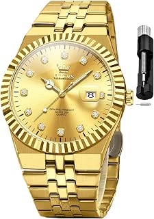 OLEVS Mens Watches Luxury Diamond Calendar Stainless Steel Watches for Men Waterproof Luminous Fashion Watches