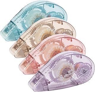 Glue Tape Roller, 4 Pack Double Sided Tape Dispenser (0.31in X 26.25ft) | Glue Tape for School Home Office Crafting, Cards, Journal and Scrapbook Accessories