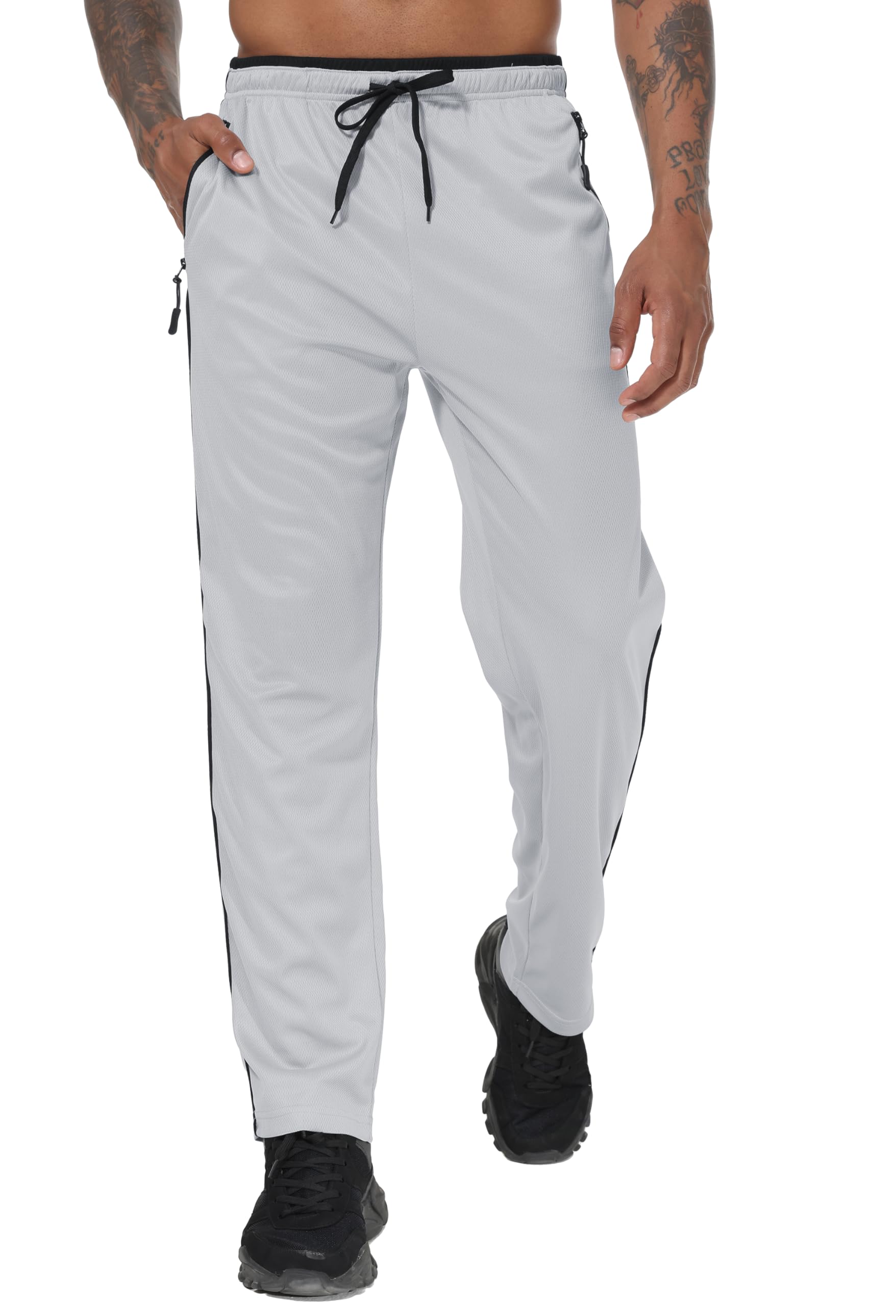 YuKaiChen Men's Jogging Bottoms Straight Leg Tracksuit Bottoms Open Hem Loose Fi