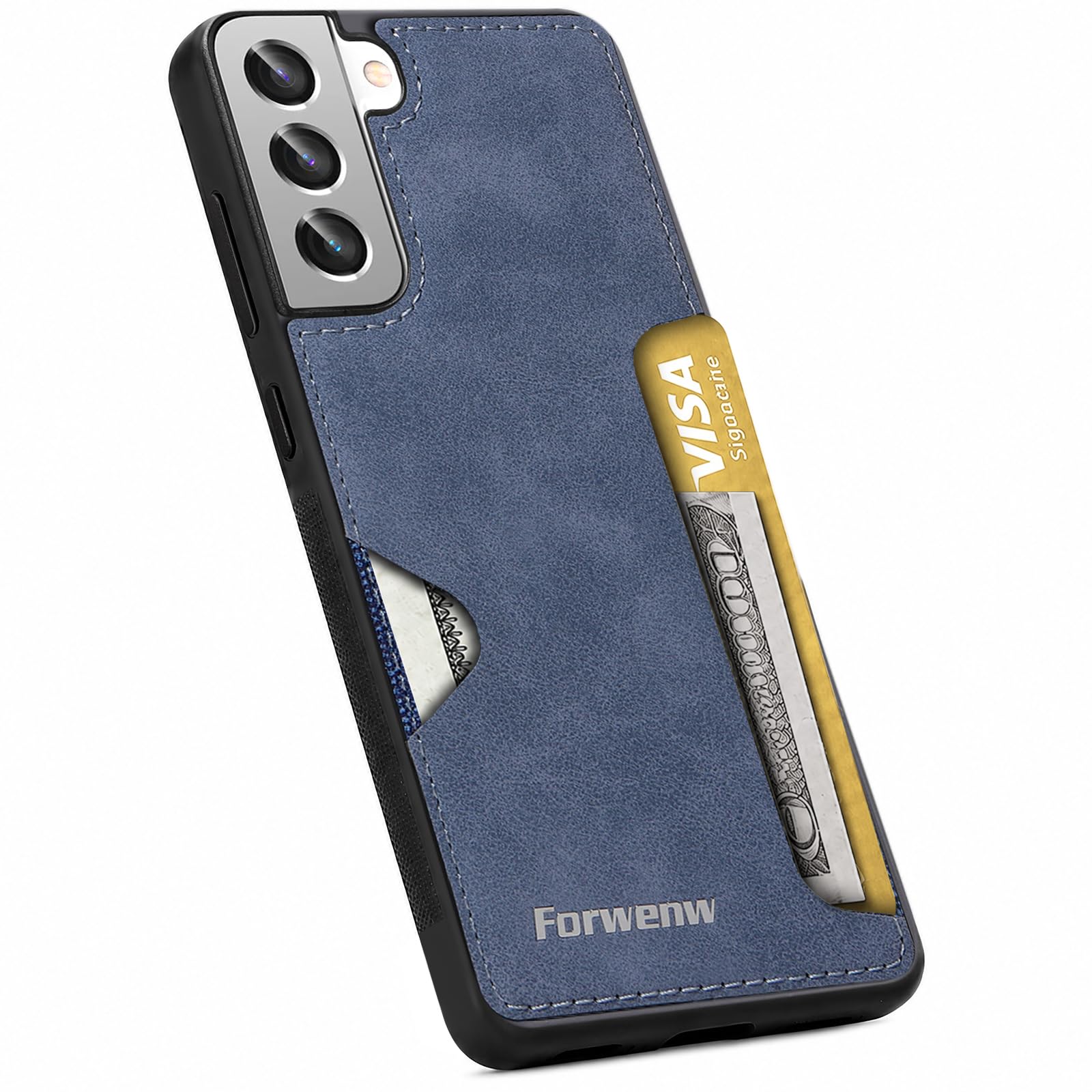 for Samsung Galaxy S21 Plus Case with Card Slot Wallet Phone Case, Blue