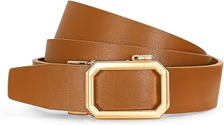 SUOSDEY Ratchet Belt for Women, Automatic no hole Leather belt for Jeans Pants Adjustable 1.2" Width
