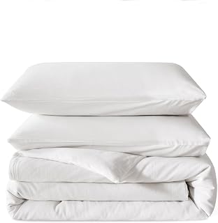 BFS HOME Linen Duvet Cover King Size Soft Breathable Cotton Linen Blend 3 Piece Bedding Set with 2 Pillowcases Stonewashed Texture Off White All Season Comfort