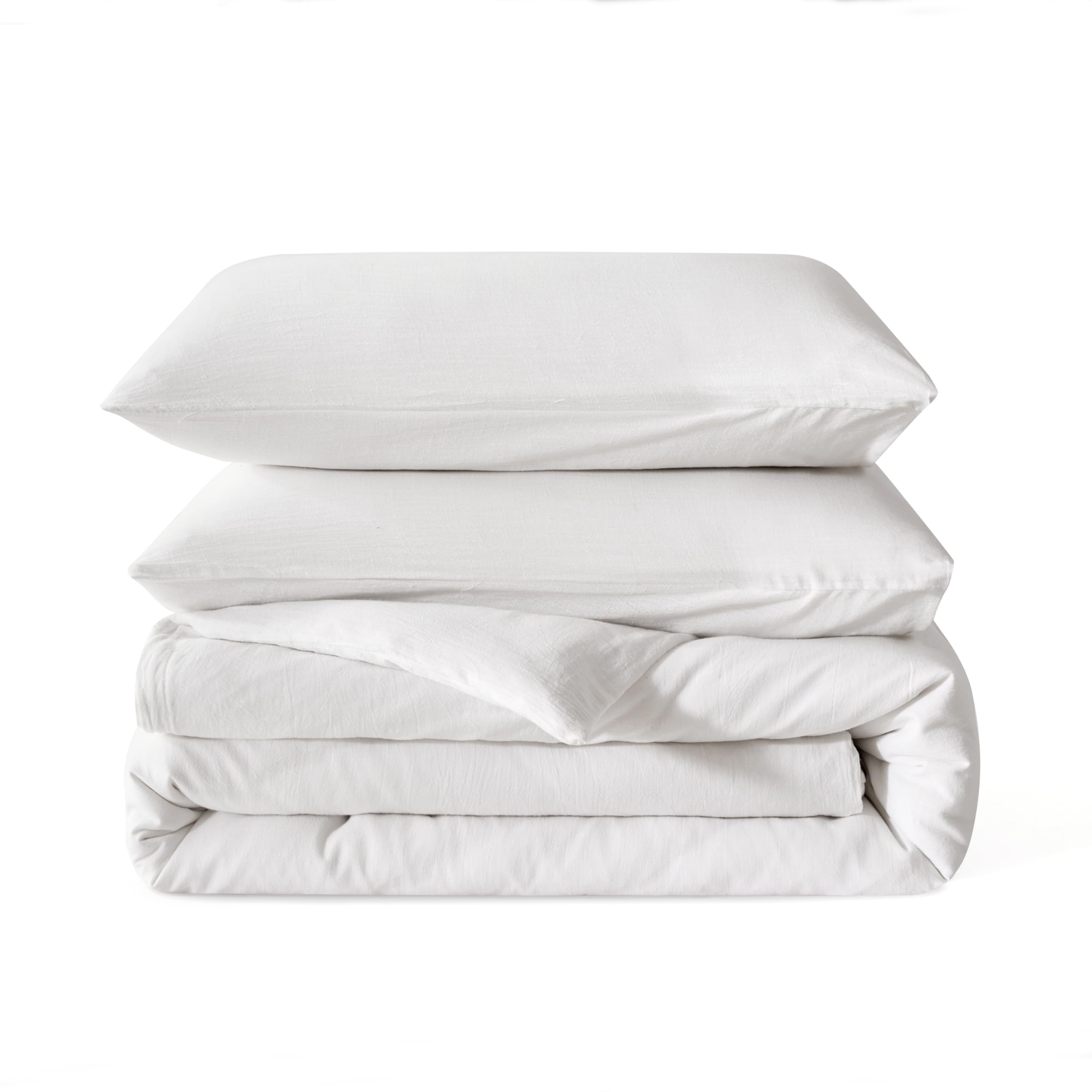BFS HOME Linen Duvet Cover King Size Soft Breathable Cotton Linen Blend 3 Piece 