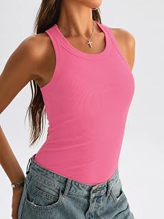 Danysu Racerback Tank Top Women's Ribbed Vest Shirt Summer Basic Shirt