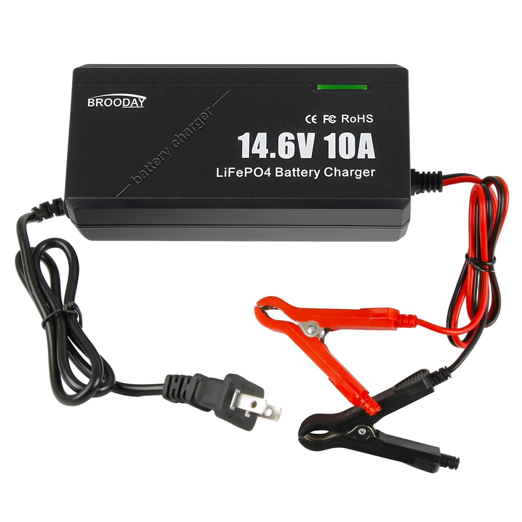 BROODAY 14.6V 10A LiFePO4 Battery Charger for 12V Lithium Iron Phosphate Batteri