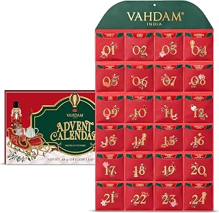VAHDAM Tea Advent Calendar 2026 LIMITED EDITION (24 Unique Loose Leaf Teas) | Folding Christmas Gift Set, Advent Calendar with 24 Unique Loose Teas, Gifts for Him and Her