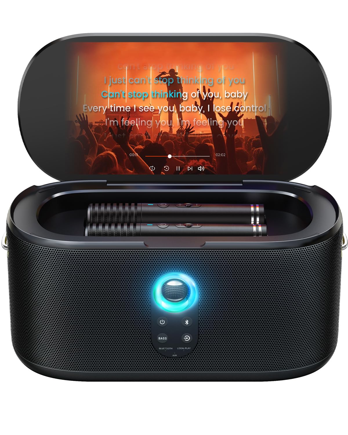 Ikarao Karaoke Machine for Adults, with Lyrics Display, 10.1" Screen, 280W, 2+2 