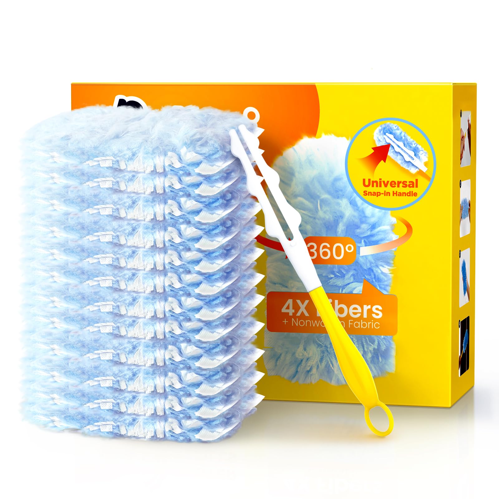 Heavy Duty Duster Refills Compatible with Swiffer Duster, 20 Count | 1 Handle, 3