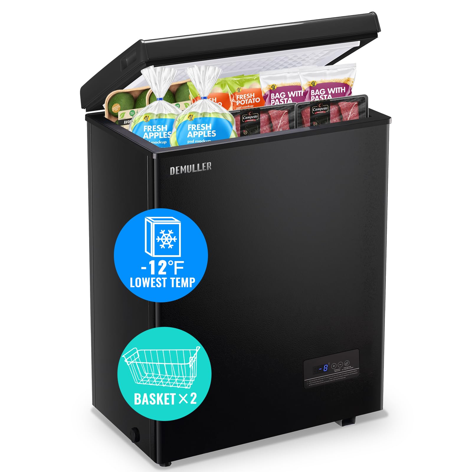DEMULLER Chest Freezer 4.0 CU. FT Ultra-low Temperature Deep Freezers (Down to -