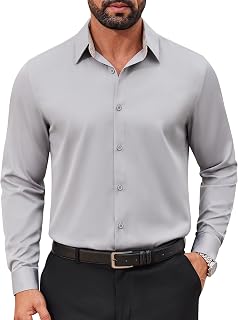 COOFANDY Men's Shirt Long Sleeve Strech Business Shirt