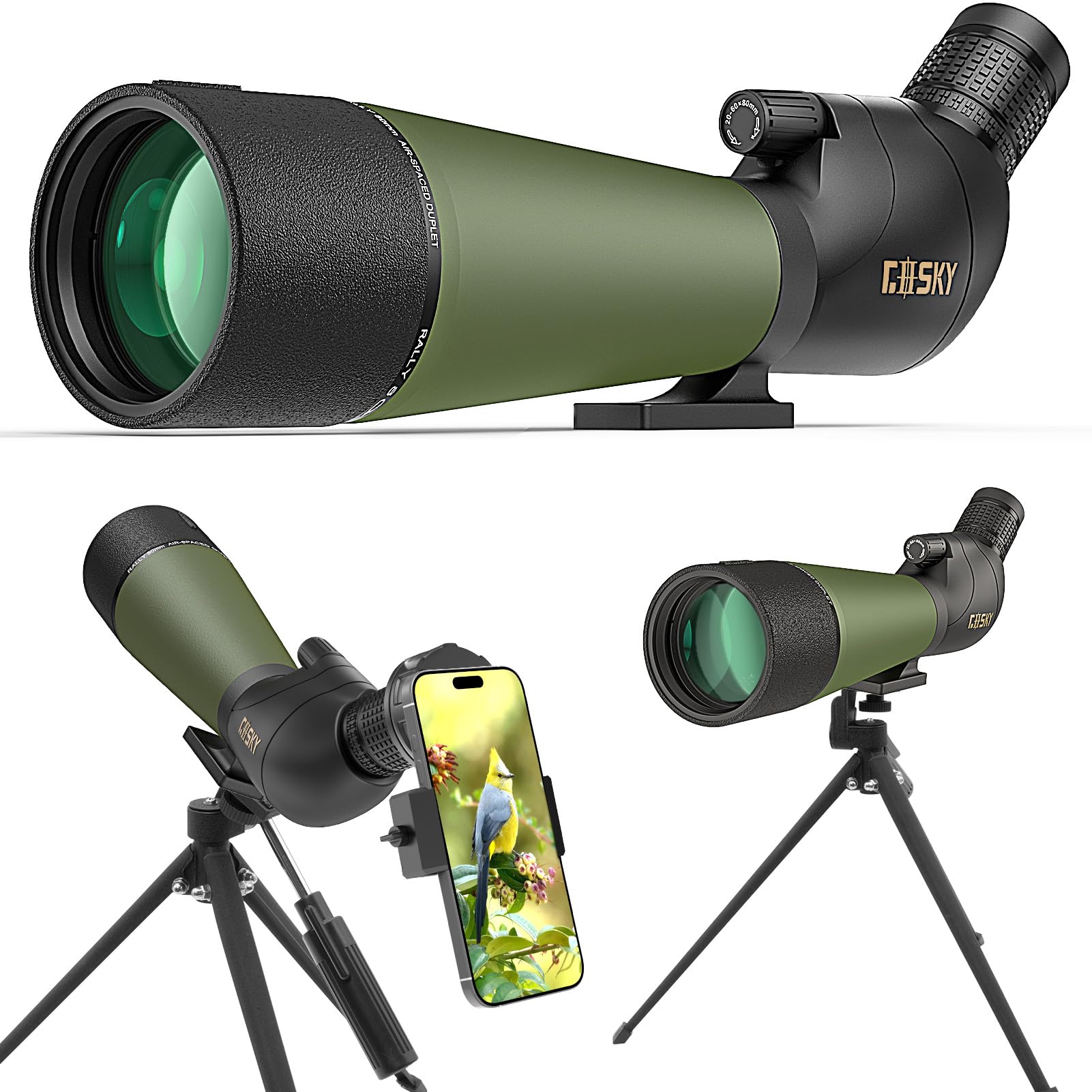 Flagship 20-60x80 Spotting Scope with Tripod for Bird Watching | With Tripod, Ph