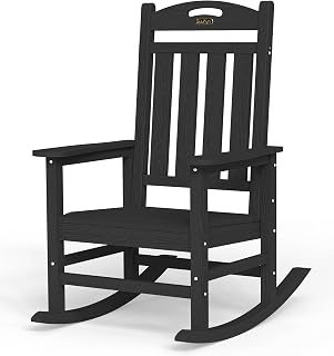 SUUNYN Outdoor Rocking Chair, Oversized HDPE Rocking Chair, All Weather | Create Oversized Comfort, HDPE Withstand Changing Weather, Enjoy Your Time Indoor & Outdoor, Heavy Duty Rocker, Black