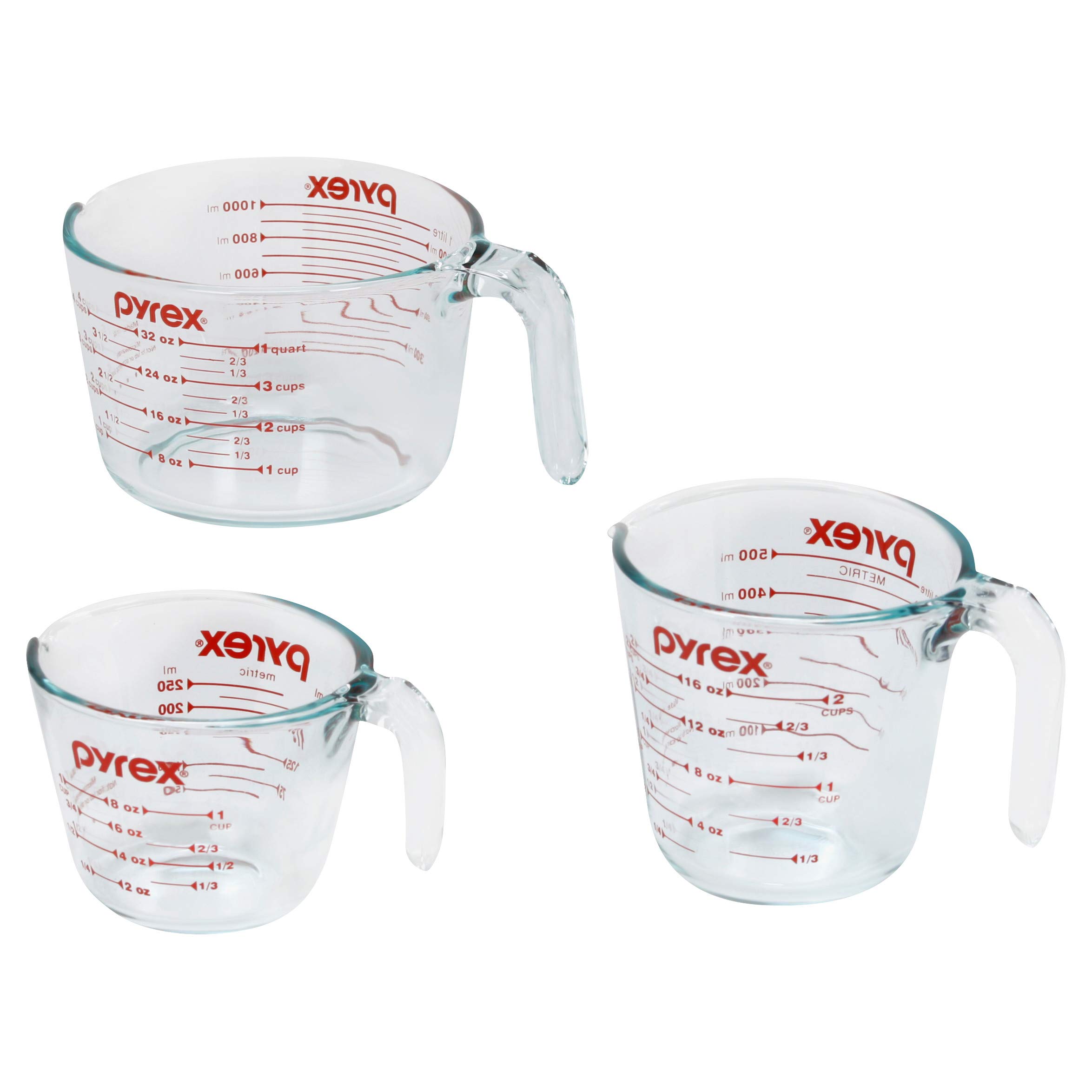Pyrex Essentials (3-Pack) Glass Measuring Cups Set (1, 2 & 4 Cup) | For prepping
